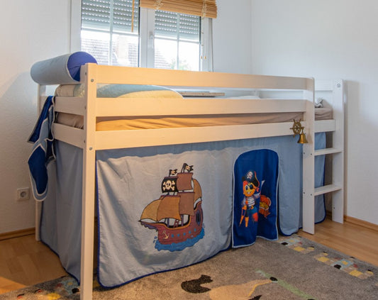 Kinderbett, Hochbett, Spielbett mit Leiter und Piraten-Motto [Privatverkauf]